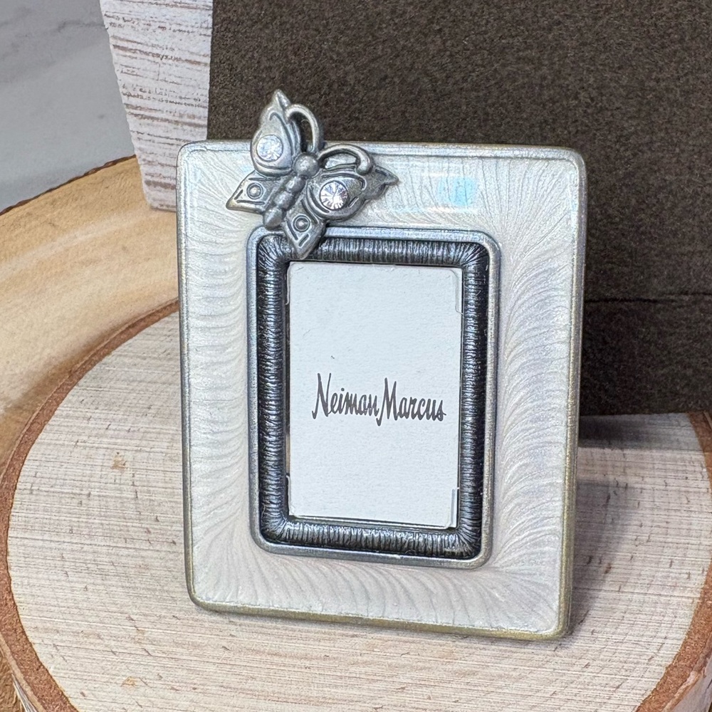 Neiman Marcus Silver and White Butterfly Frame